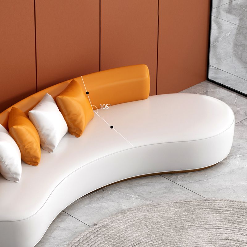 Faux Leather Curved Sofa Contemporary Armless Tight Back Settee