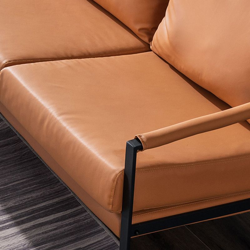 Mid Century Modern 32.2"H Faux Leather Square Arm Sofa for Living Room