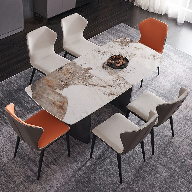 Industrial Metal Dining Armless Chair Faux Leather Dining Chairs for Restaurant Use