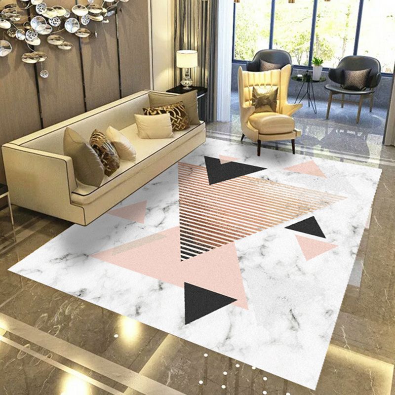 Modern Geometric Abstract Pattern Rug Multi Color Synthetics Carpet Anti-Slip Pet Friendly Machine Washable Rug for Living Room