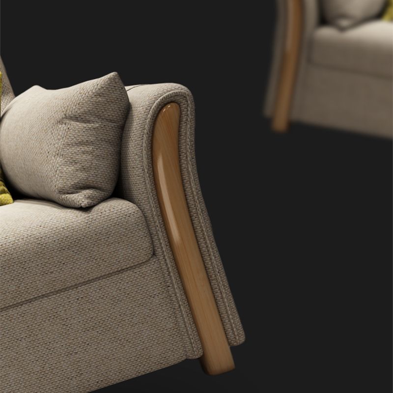 Contemporary Linen Sofa Bed Beige Square Arm Sleeper Sofa, 32.28" Wide