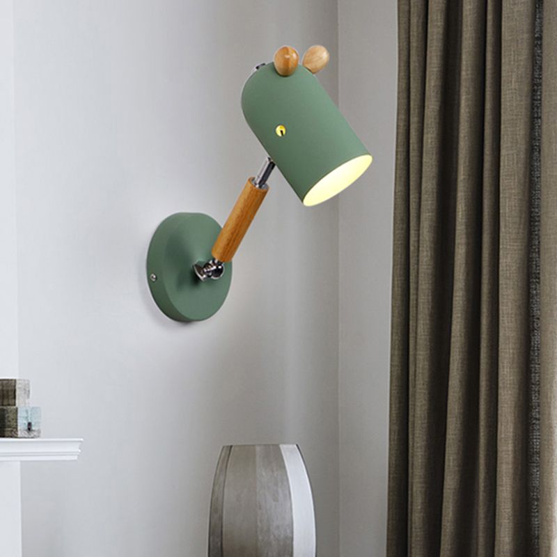 Nordic Deer Wall Lighting Fixture Metal 1 Bulb Bedroom Reading Lamp with Swing Arm