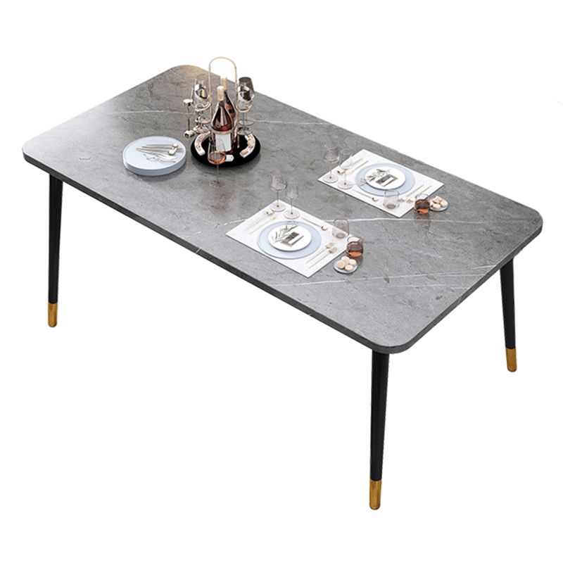 Contemporary Rectangle Shape Kitchen Dining Table Sintered Stone Dining Table with 4 Legs Base