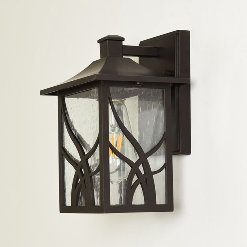 American Style Glass Wall Light Brown 10.5" High Wall Sconce for Outdoors