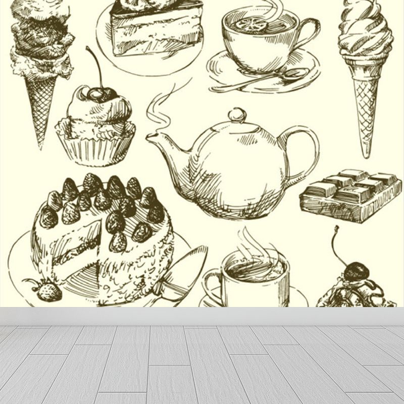 Modern Light Refreshments Mural for Bathroom Personalized Wall Covering in Beige