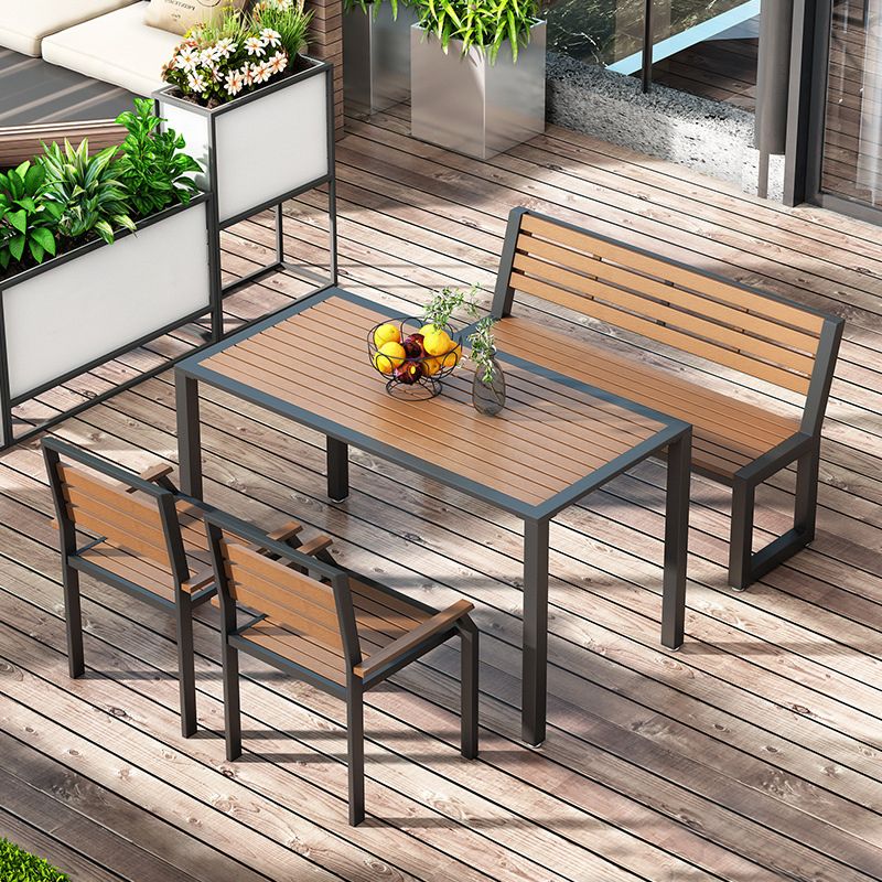 Modern Style 1/2/4 Pieces Rectangular Picnic Table Reclaimed Wood Patio Dining Table