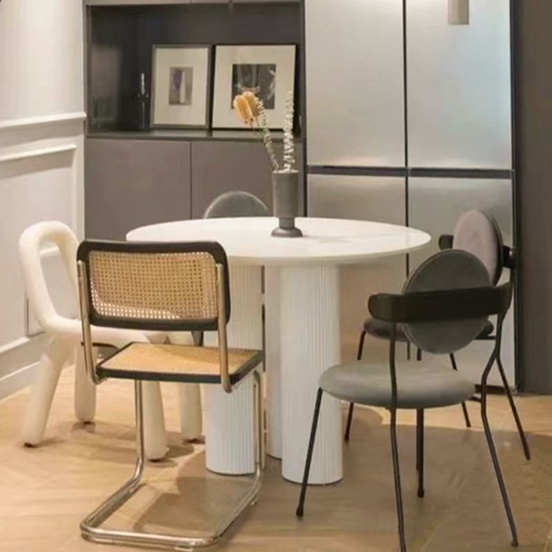 Modern Style Coffee Table with Abstract Base Design Round Wooden Table