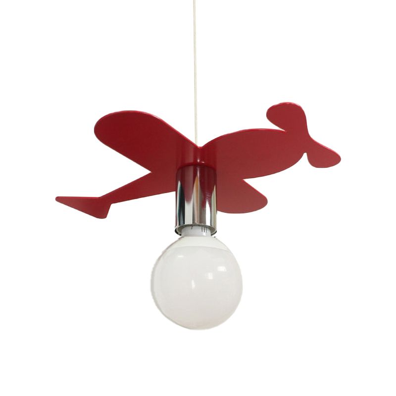 Kids Bright Colored Pendant Light Airplane 1 Light Metal LED Ceiling Lamp for Foyer