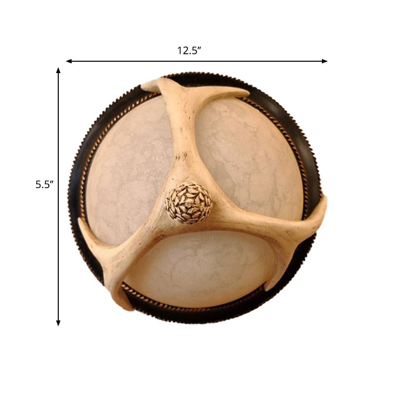 2 - Testa Semi - Ball Flush Monte Lighting Classic Legno Resina Soffitto Fissaggio con Antler Deco per Bedroom