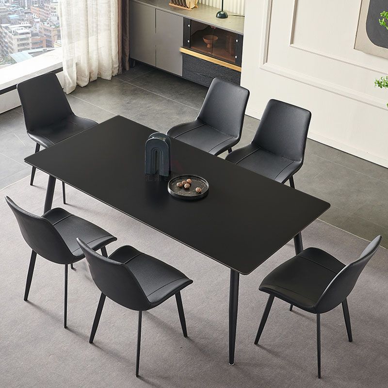 Industrial Kitchen Dinner Table Stone Rectangle 4 Legs Dining Table