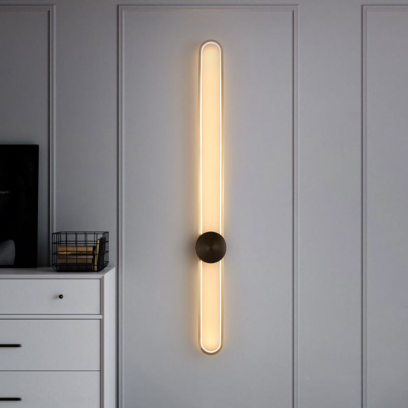 Contemporary Linear Wall Mount Lighting Minimalist Metallic LED Wall Sconce