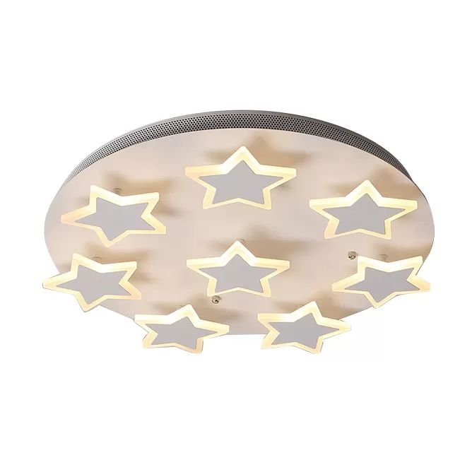 Acrylic Starry Ceiling Mount Light Romantic Flush Light in White Finish for Girls Bedroom