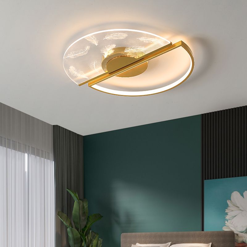 Lámpara de techo LED con diseño de plumas, luz de montaje empotrada moderna, para dormitorio y sala de estar