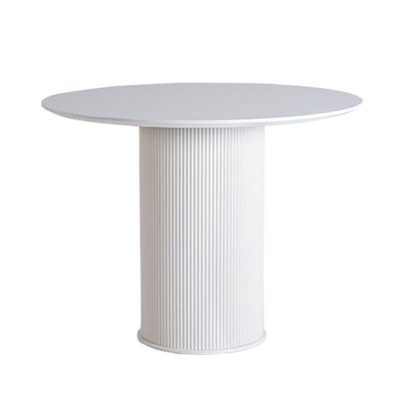 Round Top Dining Table Contemporary Table with Pedestal Base in White