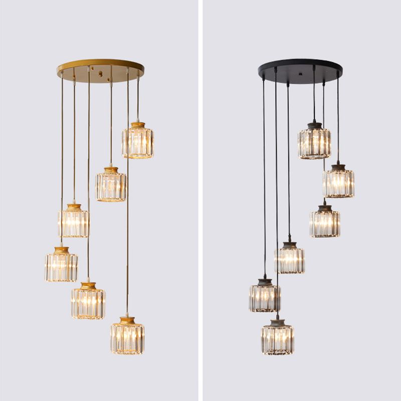 Cilindro colgante de lámparas colgantes colgante de techo de cristal simple moderno para escalera