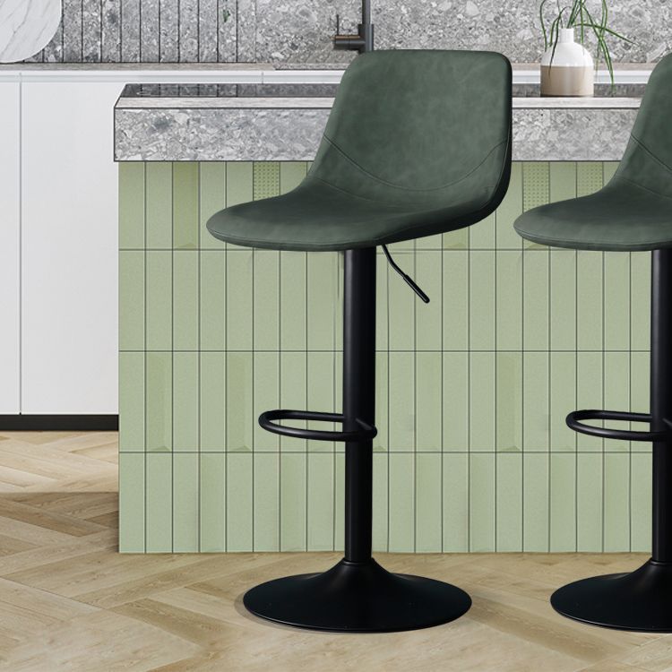 Adjustable Height Swivel Armless Bar Stool with Black Metal Base