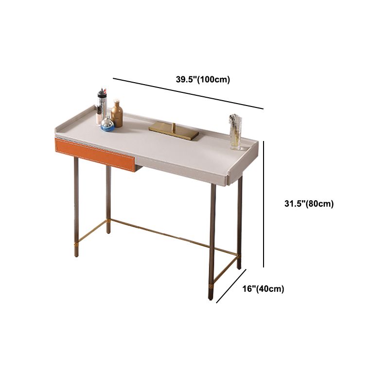 1 Drawer Glam Makeup Vanity Set Solid Wood Dressing Table with Slate Top