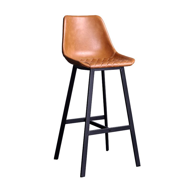 Modern Leather Seats Barstool Metal 4 Legs Base Bar Stool for Living Room