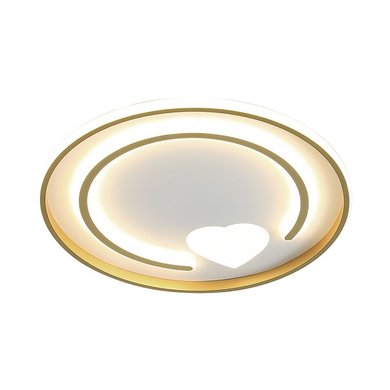 Circle and Heart Flush Mount Lighting Modernist Acrylic Gold Ceiling Light Fixture