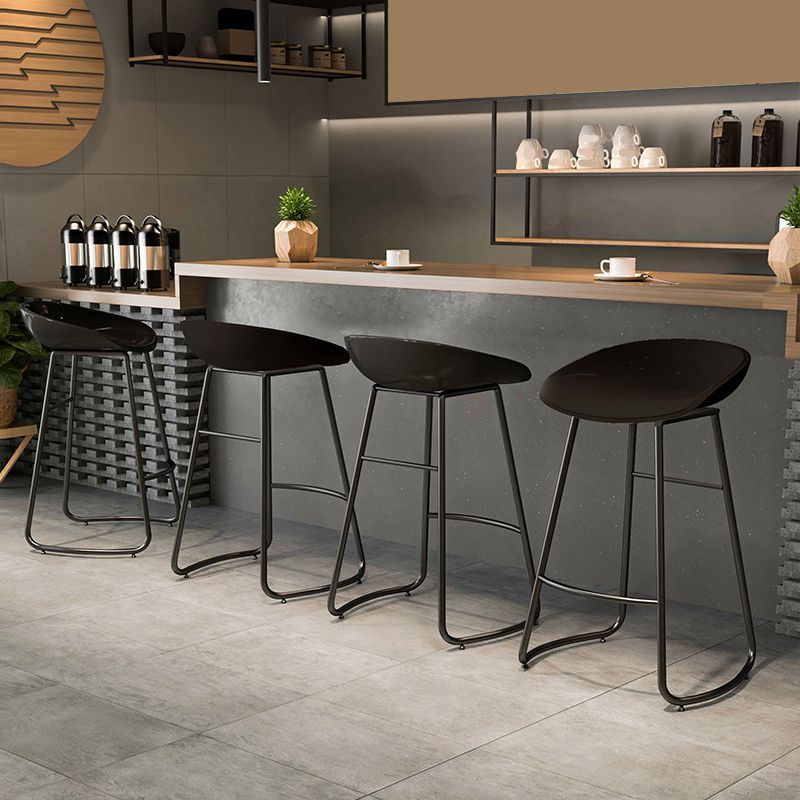 Indoor Glam Armless Bucket Seat Low Back Plastic and Steel Bar Stool