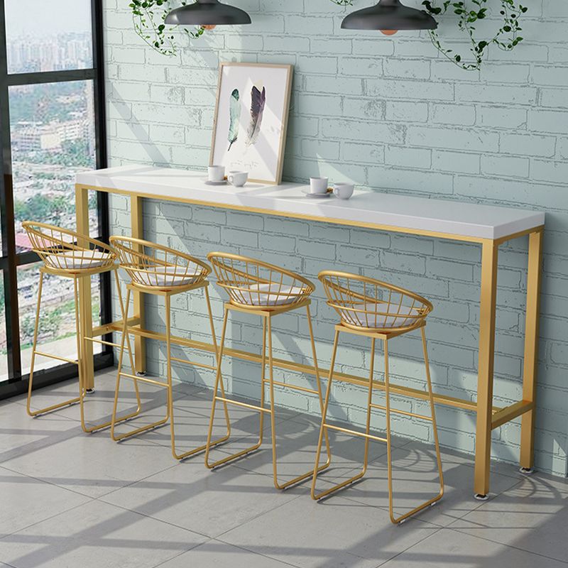 Glam Style Counter Stool Upholstered Low Back Bar Stool with Gold Frame