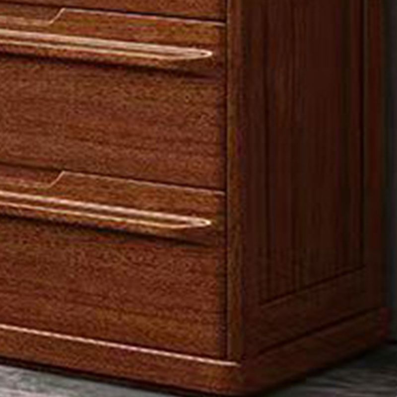 Contemporary Home Wooden Storage Chest Vertical Chest in Brown with Drawers