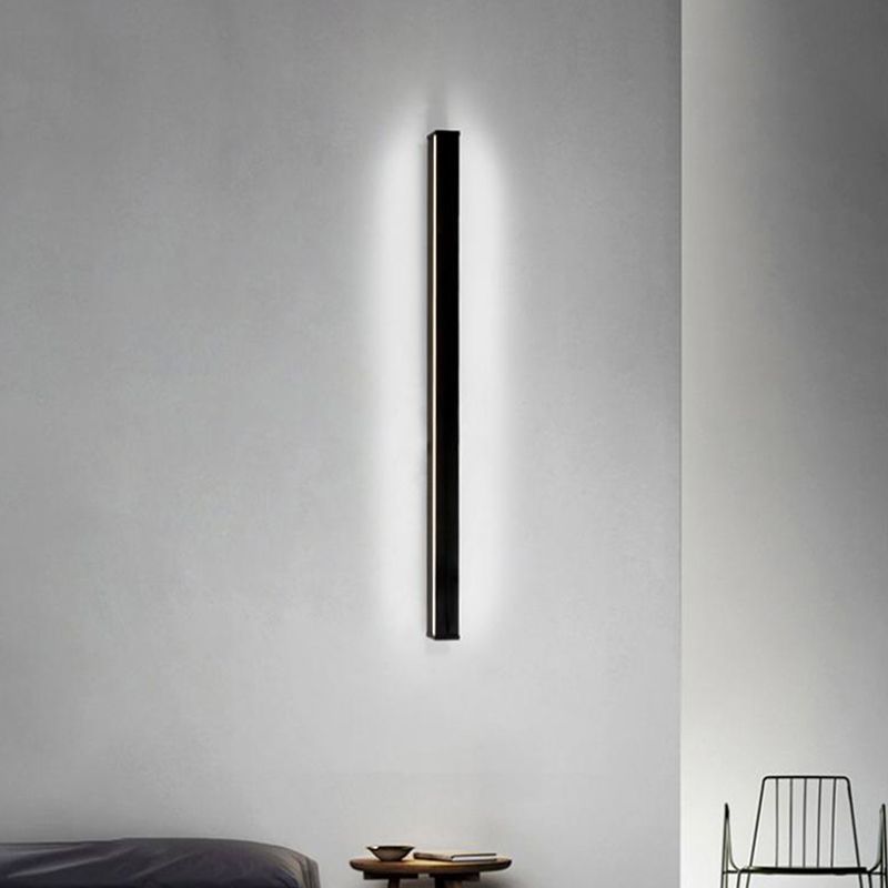 1 Light Linear Wall Mounted Lamps Modern Style Metal Wall Sconce Lights in Black