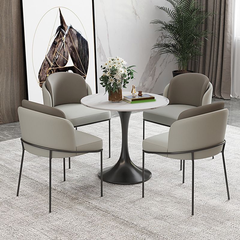 Round Dining Set with Padded Chairs 1/2/4/5 Pieces Stone Top Dinette Set for Kitchen