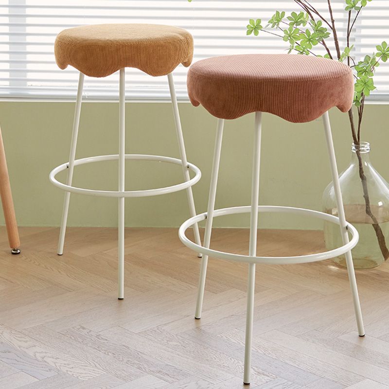 Contemporary Style Counter Stool Upholstered Bar-height Bar Stool with Metal Base