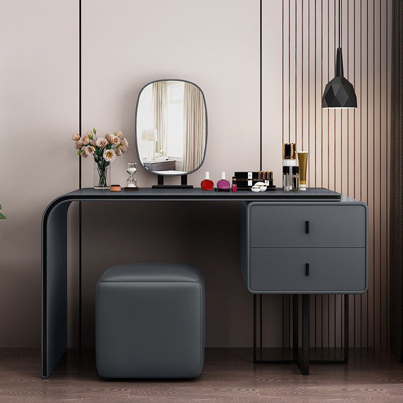 Glam Style 2-Drawer Solid Color Dressing Table Mirror Make-up Vanity