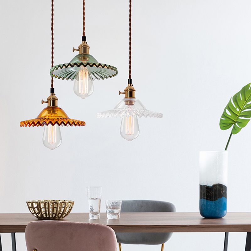 Nordic Radial Wave Pendant Lighting Glass 1-Light Dining Room Hanging Ceiling Light