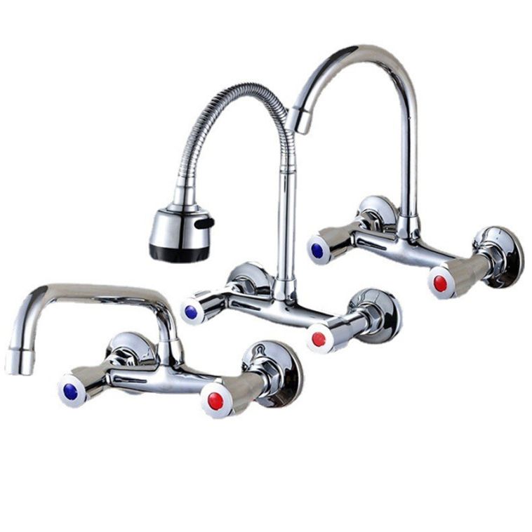 Modern 1-Hold Bar Faucet Double Handle Wall-mounted Lead Free Bar Faucet