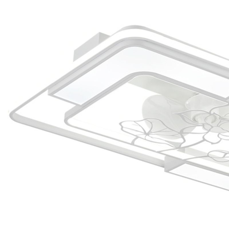 LED Matte White Ceiling Fan Geometric Modern Fan Lighting Fixture