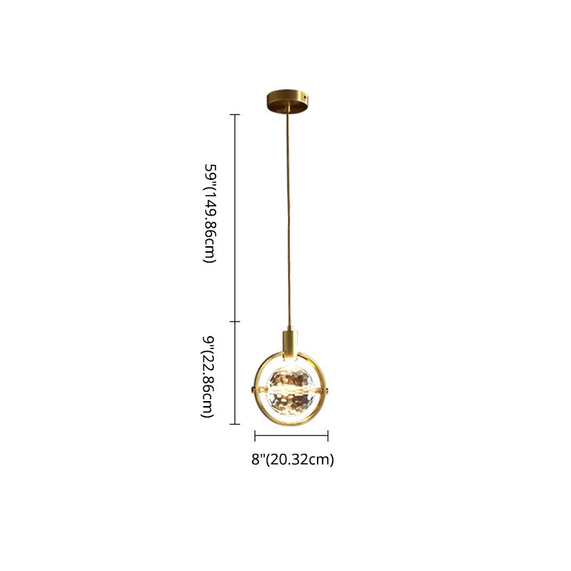 Global Hanging Pendant Light Nordic Crystal Bedroom Down Lighting Pendant in Gold