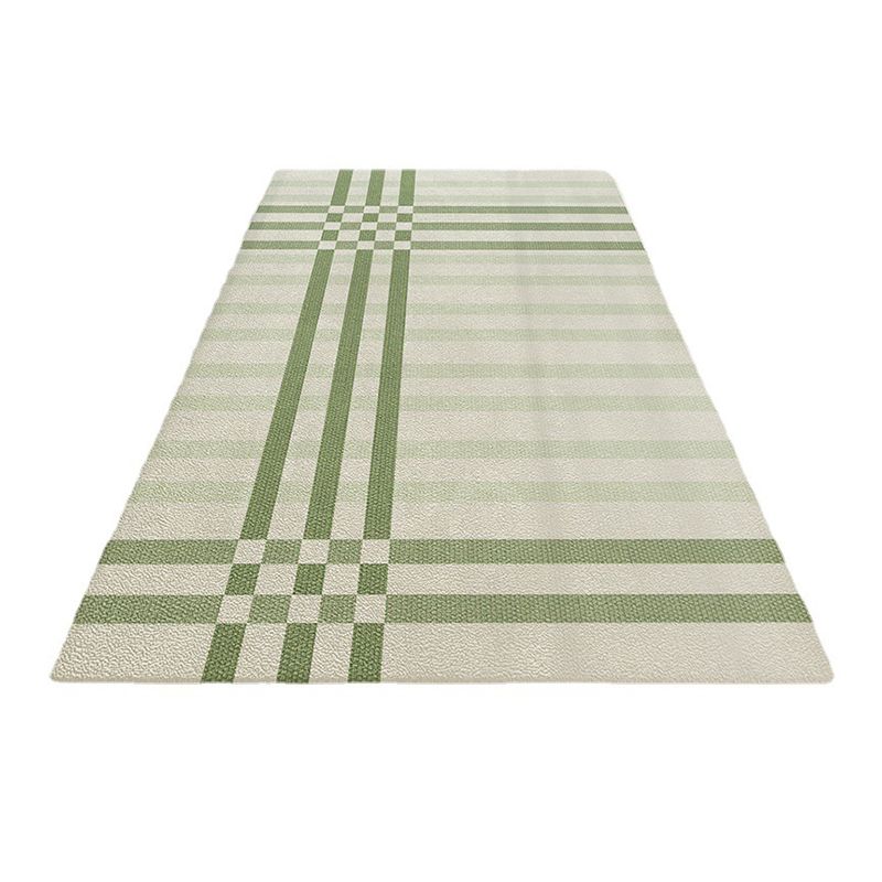Casual Striped Carpet Polyester Green Carpet Washable Carpet for Drawing Room