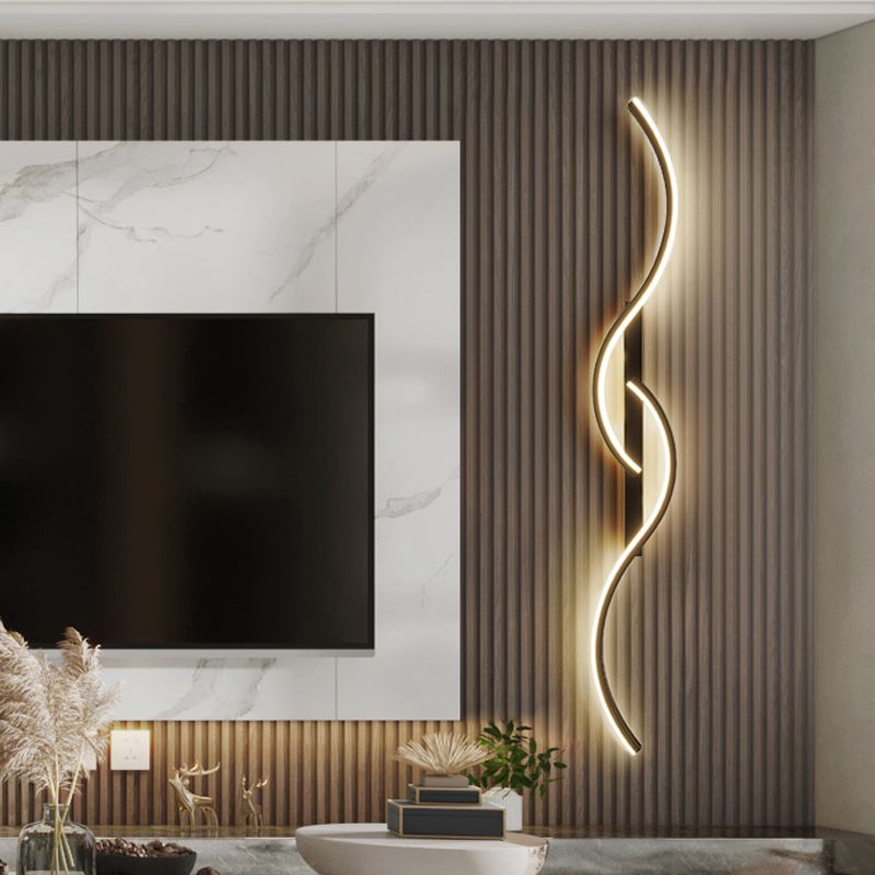 Linear Shape Metal Wall Light Modern Style 2 Lights Wall Light Sconce in Black