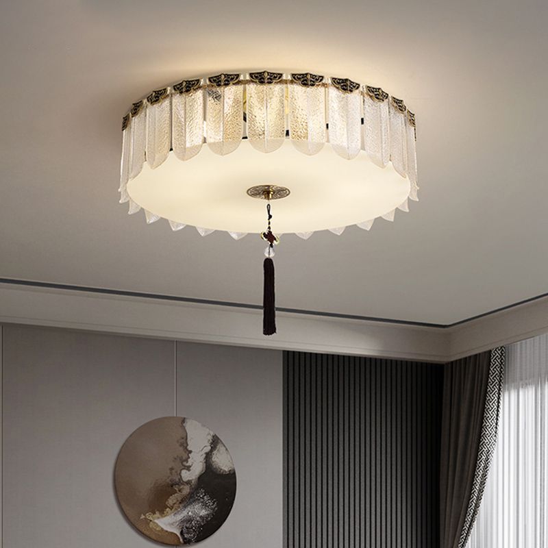 Modern Simple Round Shape Ceiling Light with Glass Shade for Living Room