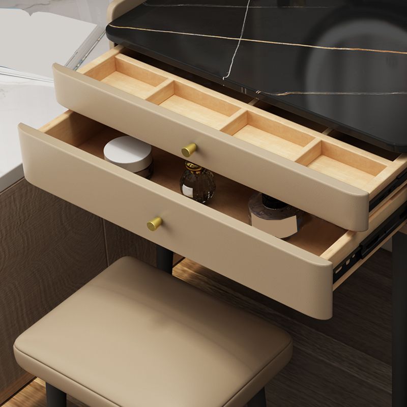 23.62" Wide Stone Vanity Table Modern Makeup Vanity Table Set with Storage Drawers