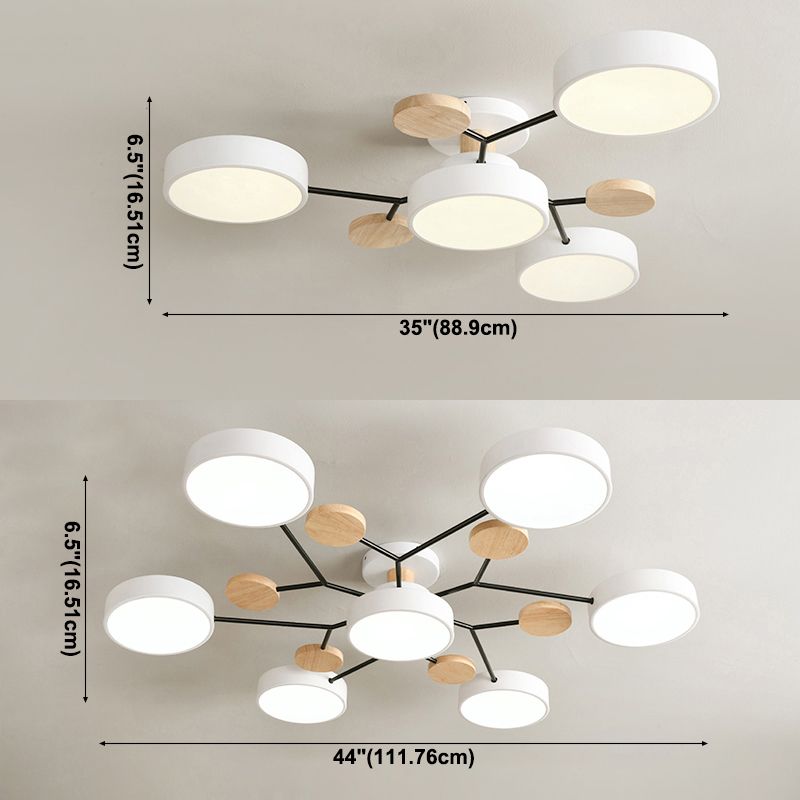 4-Heads Round Semi Flush Mount Light Modern Style Metal Led Flush Light