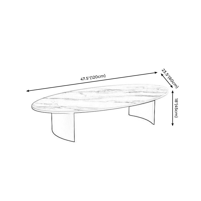 Modern Style Black Gold/white/grey Oval Coffee Table with Rock Board