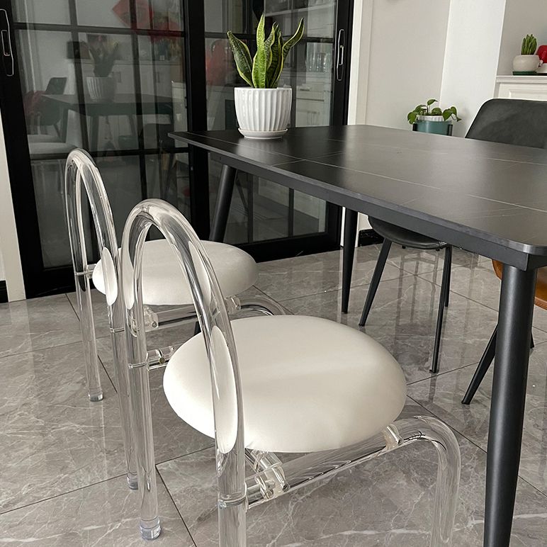 Modern Style Dining Chair Leather Open Back Side Chair with Acrylic Base
