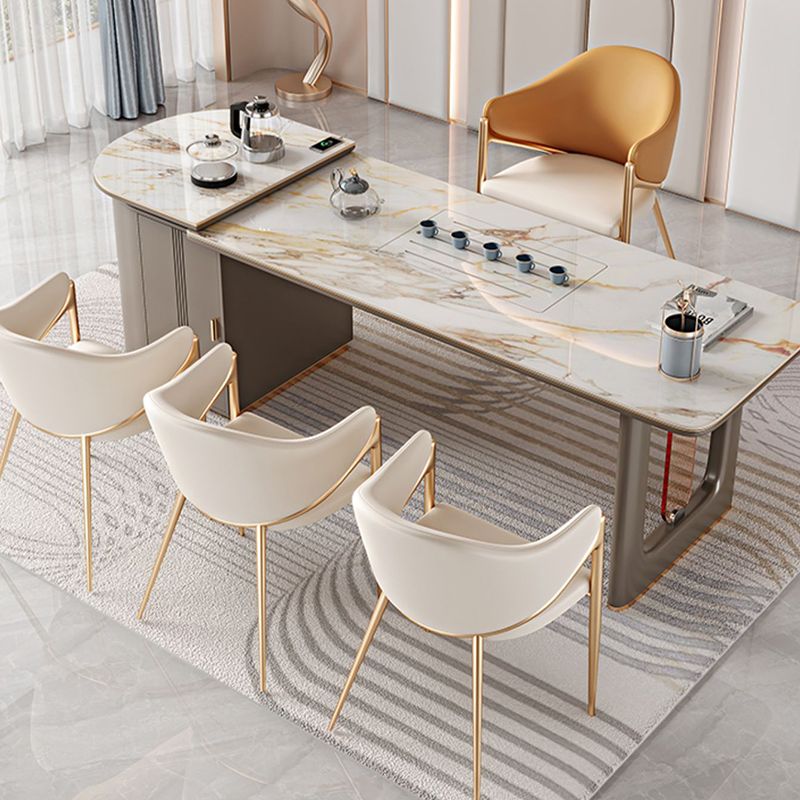 Contemporary Metal and Upholstered Dining Room Chair for Kitchen