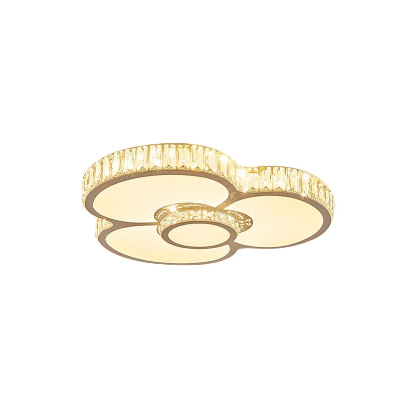 Weiße Blütenblatt-Deckenleuchte, einfache, abgeschrägte Kristallprisma-LED-Schlafzimmer-Unterputzleuchte