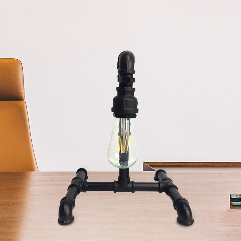 Kupfer/Schwarz 1 Leichte kleine Schreibtischlampe Vintage Eisen exponierte Glühbirnen-Stecker im Nachttischleuchten mit rohrähnlicher Basis