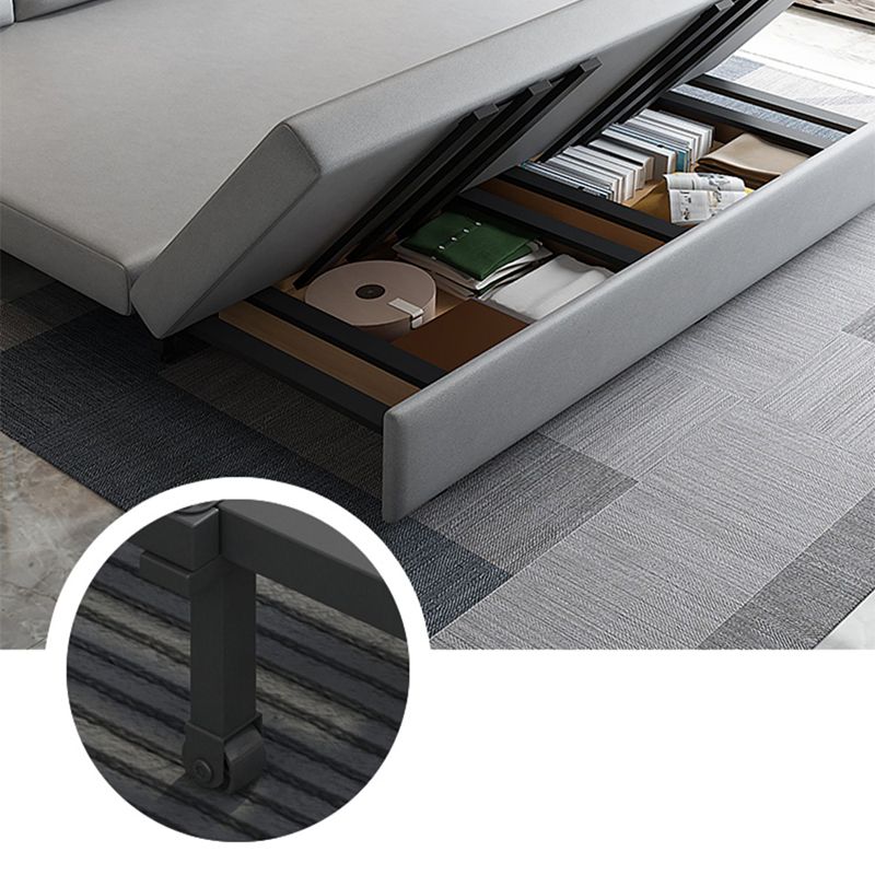 Contemporary Square Arms Sleeper Sofa Bonded Leather Futon Sleeper Sofa