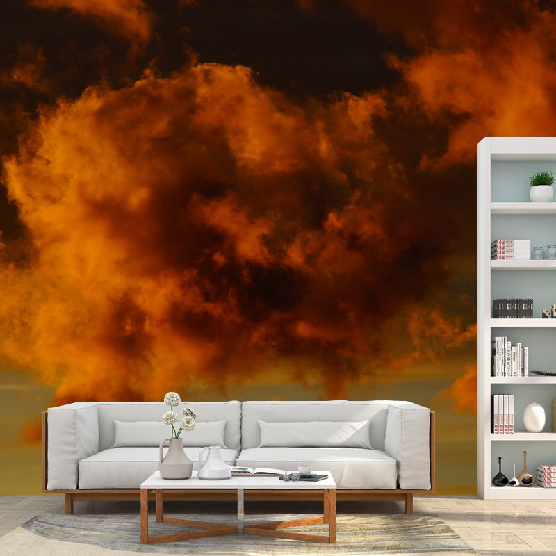 View of Clouds Mural Soft Color Stain Resistant Wall Art for Living Room
