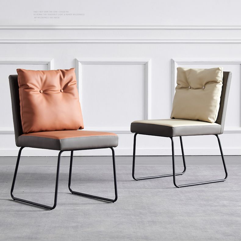 Modern Home Solid Back Chair Leather Matte Finish Dining Chair
