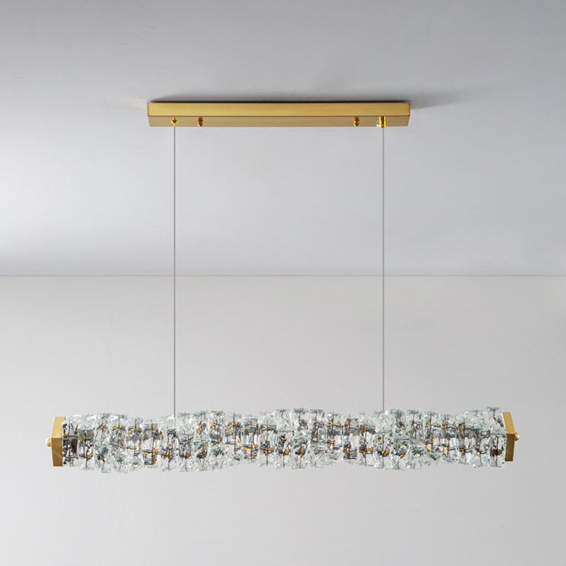 Single Modernism Golden Ceiling Light Crystal LED Kitchen Island Lighting