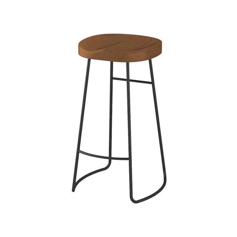 Solid Wood Dining Stool Modern Backless Bar Stool with Footrest