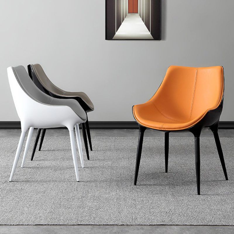 Indoor moderne stijl zijstoel Solid Back Metal gestoffeerde eetkamerstoel (set van 2)
